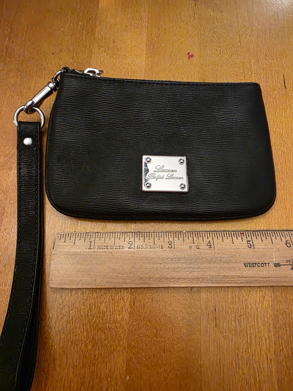 Lauren Ralph Lauren Black Wristlet Clutch with Silver Plate